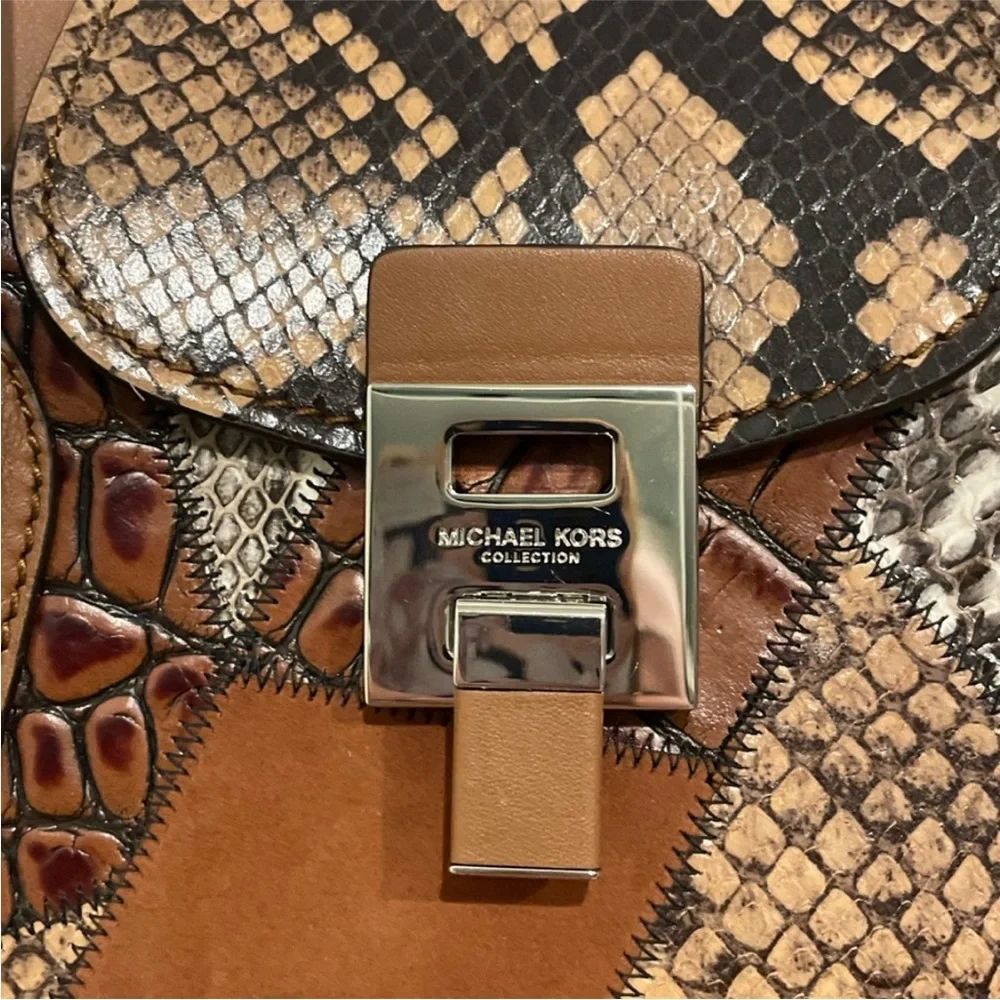 Rare RUNWAY MICHAEL KORS COLLECTION SNAKE-EMBOSSED SATCHEL.